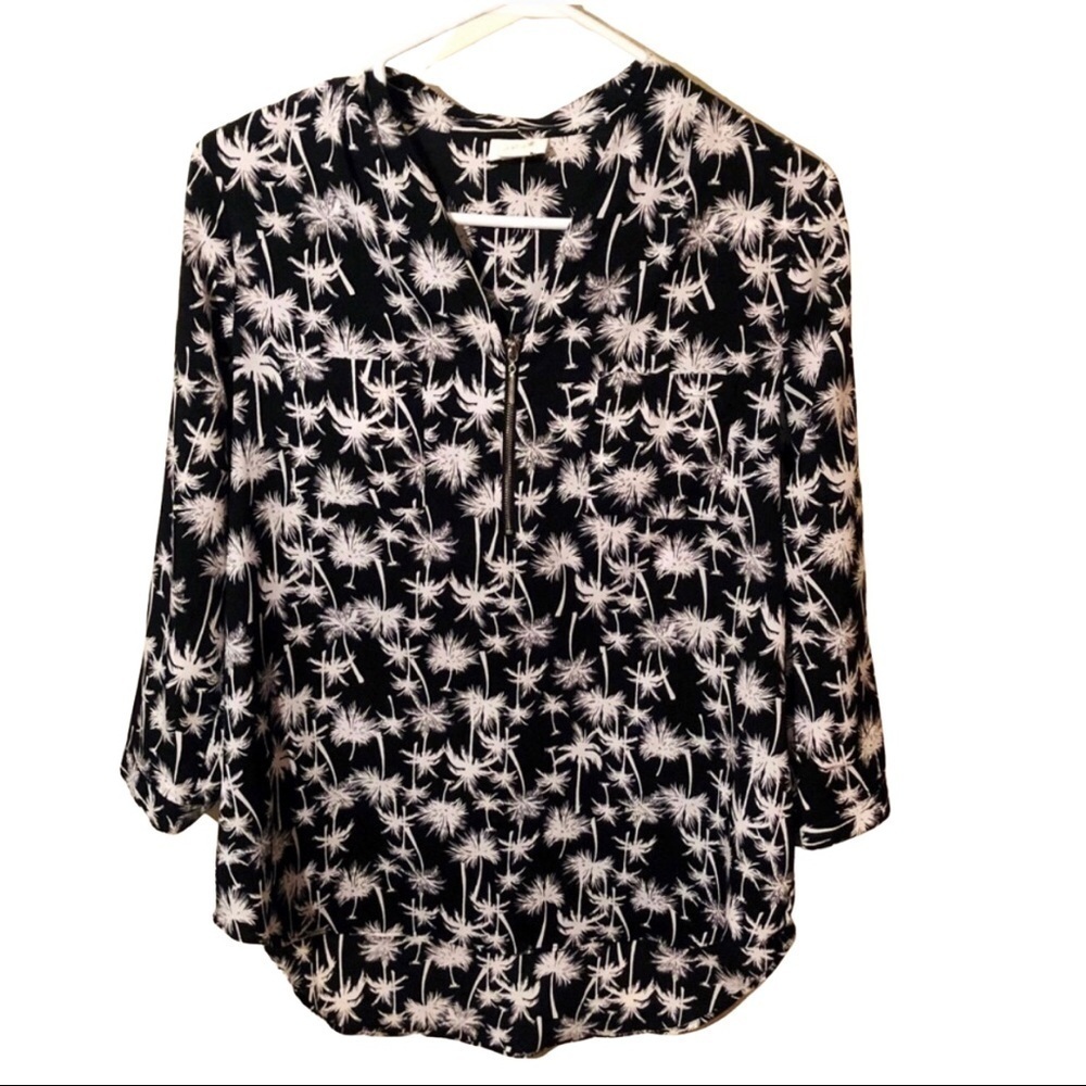 Jaclyn Smith Women's Lightweight Black Palm Tree Shirt Size Medium